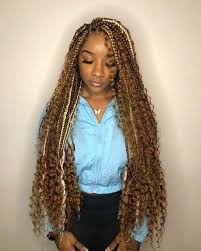 I love this curl pattern looks very natural. 45 Trendy Goddess Box Braids Hairstyles Stayglam Black Box Braids Box Braids Hairstyles Hair Styles