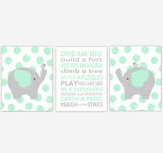 Elephant Baby Boy Nursery Wall Art Mint Green Gray Safari Animals Baby Nursery Decor Prints Dream Big Dezignerheart Designs C Personalized Baby Nursery Decor Gifts Canvas Wall