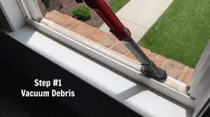 Usually any type of spray cleaner that is safe on all surfaces will clean the dirt away in the sliding door track with ease. How To Clean Crevices And Sliding Door Tracks My Cleaning Connection