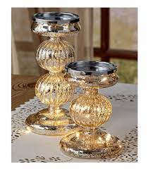 Set Of 2 Lighted Mercury Glass Candle Holders Pillars Led Fairy Lights Home Decor Gift Idea Silver Amazon Ae Kitchen