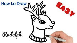 Kids and beginners alike can now draw a great looking cartoon reindeer. How To Draw Rudolph Santa S Reindeer Cute Christmas Drawings Christmas Drawing Reindeer Drawing How To Draw Santa