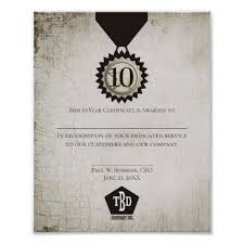 In sincere appreciation of dedicated service to. Universal Employee Anniversary Award Certificate Poster Zazzle Com In 2021 Certificate Templates Work Anniversary Company Anniversary