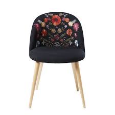 Chaise Vintage Noire Brodee Et Bouleau Massif Mauricette Maisons Du Monde Chaise Vintage Maison Du Monde Bouleau