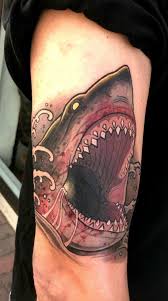 Realistic great white shark tattoo. Neo Traditional Great White Shark By Nick Amble Whistler Street Tattoos Sydney Australia Neo Tattoo Body Art Tattoos Shark Tattoos