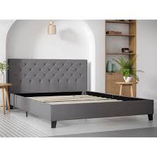 Odessa shearling canopy bed king. Ash Grey Fabric Diamond Bed Frame In King Queen Double Size Buy Single Bed Frame 1371808