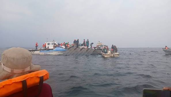 Rescue operations underway at Lake Kariba following a fatal ferry accident.