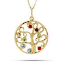 Custom Family Tree Necklace With Up To 10 Birthstones Gold Or Rose Gold Family Tree Necklace Birthstones Family Tree Necklace Tree Birthstone Necklace
