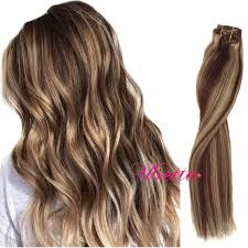 Cashmere hair offers a wide variety of blonde shades for clip in hair extensions. Clip In Hair Extensions Medium Brown With Strawberry Blonde Highlighted Remy Clip In Real Extensions 8pcs Double Weft Silky Straight Seamless Clip On Human Hair Extensions 16 Inch 120g For Women