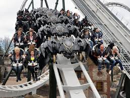 Great hangtime in the beginning, comfortable vests, unexpected headshot, incredible inversions, supersmooth ride. Flug Der Damonen Germany Heide Park Achterbahn Freizeitpark
