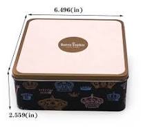 Custom Square Tin Container Metal Cookie Can Box