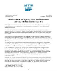 Democrats call for Highway, Mass transit reform to address Potholes, Record  Congestion
