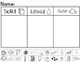 Matter Solids Liquids Gases Sorting Worksheet Matter Science Science Lessons First Grade Science