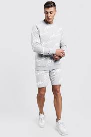 Great savings & free delivery / collection on many items. All Over Man Print Sweater Short Tracksuit Boohoo Sweater And Shorts Mens Shorts Outfits Printed Sweater