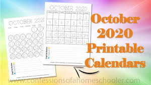 What is the moon phase for october? October 2020 Printable Calendars Confessions Of A Homeschooler
