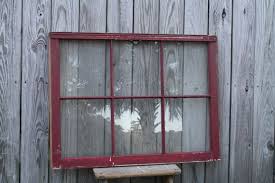 Large Old Wood Window 6 Pane Red Vintage By Creeklifetreasures Old Window Barn Red Architect Salvag Window Photo Frame Old Window Frame Greenhouse Frame