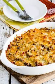 I love the easy, and i had a lot of chicken, so i decided to make up an easy low carb mexican chicken casserole. Cheesy Low Carb Taco Casserole Video Kalyn S Kitchen