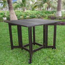 Square Eucalyptus Patio Folding Table Black Merry Products In 2020 Solid Wood Dining Table Wood Dining Table Wooden Dining Tables
