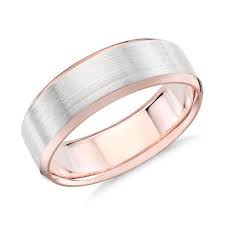 Brushed Beveled Edge Wedding Ring In 14k White And Rose Gold 7mm Blue Nile Mens Wedding Rings Cool Wedding Rings Wedding Rings Rose Gold