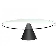 Stunning round coffee table made from solid teak root natural design wooden coffee table with glass top handmade coffee table made from teak. Large Round Glass Coffee Table With Conical Black Base From Fusion