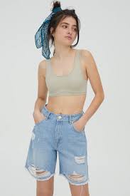 You can wear them with shop sandals, athletic shoes, flats, and even heels. Pull Bear Long Ripped Denim Bermuda Shorts The Ultimate Guide To Denim Shorts By Body Type Popsugar Fashion Photo 4