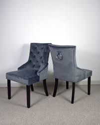 Is it your turn to host next? Sue Ryder Pair Of Grey Crushed Velvet Dining Chair Back Ring Knocker Chrome Stud Dining Furniture Dining Chairs