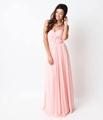 Blush Pink Chiffon Strapless Sweetheart Corset Long Gown Pink Chiffon Bridesmaid Dress Blush Pink Dresses Bridesmaid Dresses