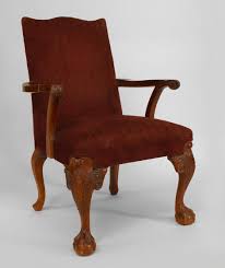 English Chippendale Maroon Arm Chairs Armchair Chippendale Chair
