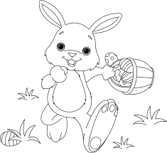 Ausmalbild Ostern Osterhase Rennt Mit Eierkorb Kostenlos
