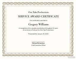 Certificate of years of service template : 22 Free Service Certificate Templates Customize Download Template Net