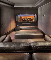 Small Cozy Media Room Tucked Into Interior Space Media American Contemporary By Scott Himmel Ar Theater Room Decor Home Theater Room Design Small Movie Room