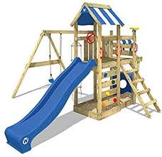 Wickey Spielturm Seaflyer Spielgerat Garten Kletterturm Mit Schaukel Rutsche Und Viel Zubehor Blaue Rutsche B Spielturm Schaukel Wickey Spielturm