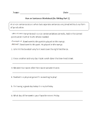 Sentences Worksheets Run On Sentences Worksheets Transition Words Worksheet Transition Words Run On Sentences