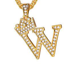 Eine buchstabiertafel (oder buchstabieralphabet, telefonalphabet, funkalphabet,. Buy U7 Cz Crowned Initial Letter Pendant Necklace Mens Womens 18k Yellow Gold Plated Stainless Steel Rope Chain 22inch Letter W At Amazon In
