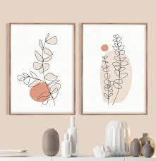 Botanical Line Art Print Set Of 2 Minimal Botanical Art Boho Etsy Botanical Wall Art Art Print Set Boho Wall Art