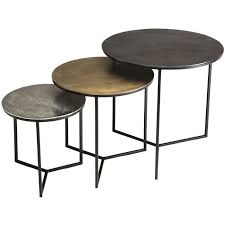 Set De 3 Tables Gigognes Rondes Aluminium Noir Dore Argente Pieds Metal En 2020 Tables Gigognes Table Basse Gigogne Table Basse