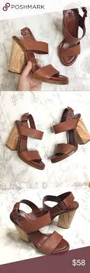 Vince Brown Leather Haley Wood Heel Sandal 10 In 2020 Brown Leather Sandals Sandals Heels Wood Heel