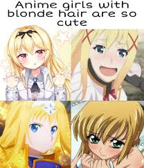 It's not the most creative hair color in anime but it's still just as beautiful! Kawaii Blonde Haired Anime Girls Animemes