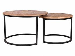 Label51 Couchtisch Set Double Industrial Style Rund 2er Set Couchtisch Set Couchtisch Couchtische