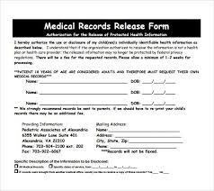 Release Of Medical Records Form Medical Records Medical Protected Health Information