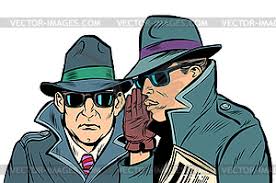 Our detective themed clipart set includes 29 unique clipart graphics including detective boys, clues book, a fingerprint under a magnifying glass, footprints, badge, question mark graphic, pipe, mustaches, bow tie, fingerprint and. Two Secret Agents Whispering Royalty Free Vector Clipart