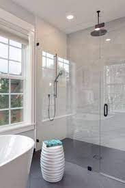 Modern Walk In Shower In 2021 Master Bathroom Shower Glass Shower Tub Large Shower Tile
