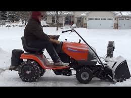 Husqvarna Tractor With Sears Craftsman 42 Inch Snowblower Attachment How To Clear Driveway Of Snow