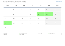 February 2022 Calendar With Holidays In United States Print And Download Calendar