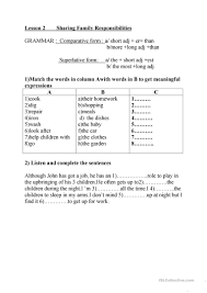 Parents took on the teacher, therapist, counsellor role . Family Responsibilities English Esl Worksheets For Distance Learning And Physical Classrooms