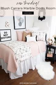 Black And Pink Roses Bedding Blush Rose Gold Marble Dorm Bedding Set In 2020 Pink Dorm Rooms Dorm Room Designs Girls Dorm Room