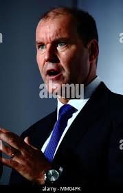 Christophe Weber (R), the CEO of Takeda Pharmaceutical Company Limited.  attends a press conference in Tokyo