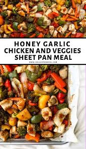 Sheet Pan Honey Garlic Chicken Veggies Healthy Recipe Recipe Sheet Pan Dinners Chicken Honey Garlic Chicken Sheet Pan Recipes