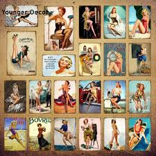 Free shipping on all orders over $35. Europe Pin Up Girl Poster Metal Tin Signs Vintage Wall Art Decor Painting Bar Pub Cafe Shop Home Decor Sexy Lady Plaque Yi 141 Plaques Signs Aliexpress