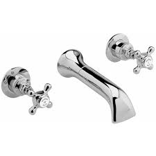 Hudson Reed Elizabeth Paire De Robinets Retro Pour Lavabo Chrome Et Blanc Commandes Croisillons Bc301hx