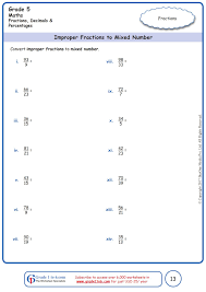 Worksheet Grade 5 Math Improper Fractions To Mixed Number In 2020 Free Math Worksheets Grade 5 Math Worksheets Math Worksheets